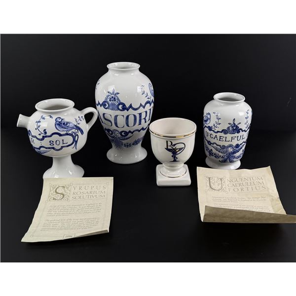 1989 Lilly Pharmaceuticals Blue and White Jars