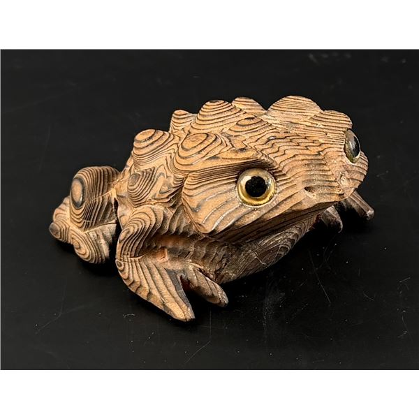 Japanese Sugi Cryptomeria Wood Frog Carving