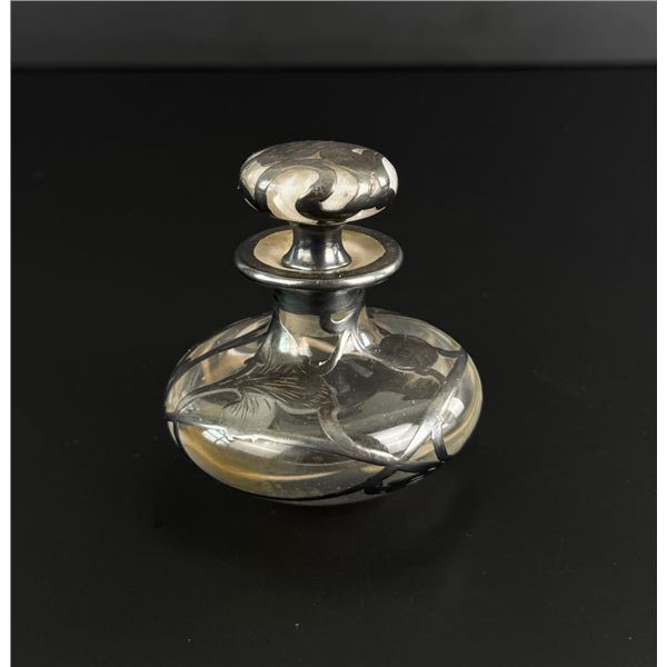 Art Nouveau Sterling Silver Overlay Perfume Bottle