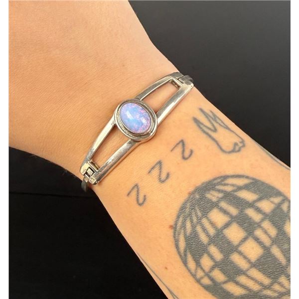 Taxco Mexico Sterling Silver Opal Cuff Bracelet