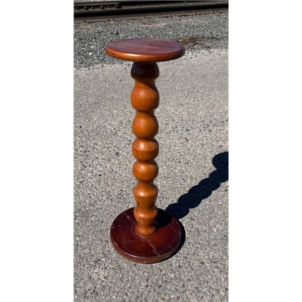 Mid Century Turned Wood Pedestal Stand