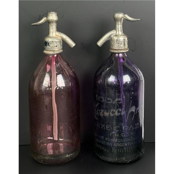 Purple Glass Soda Water Seltzer Bottles