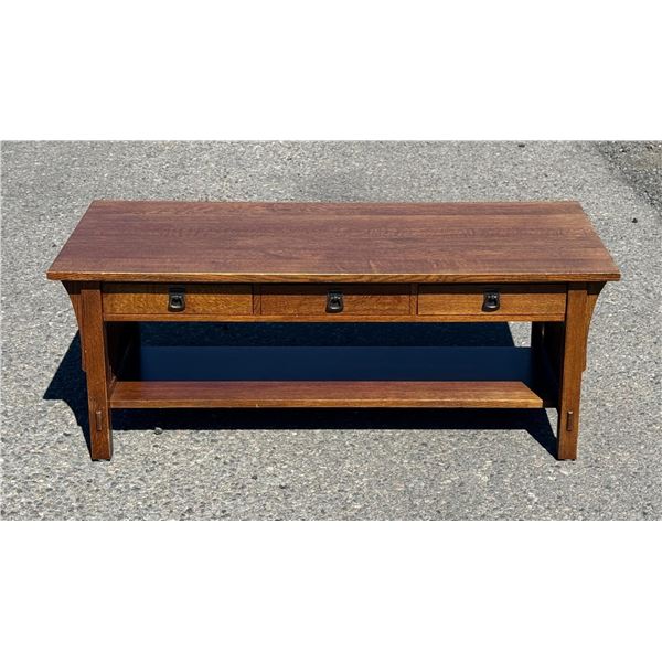 Stickley Mission Oak 3 Drawer Spindle Coffee Table