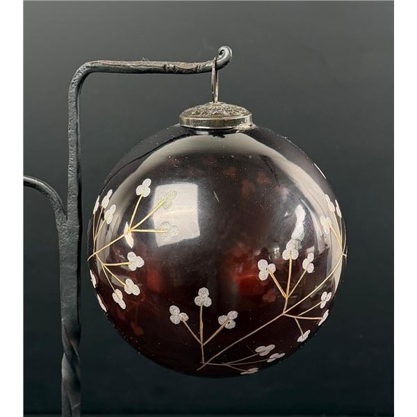 Etched Floral Kugel Christmas Ornament