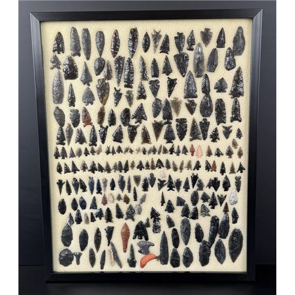 Framed Native American Obsidian Arrowheads