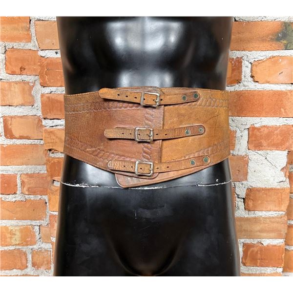 Montana Tooled Brown Leather Kidney Belt