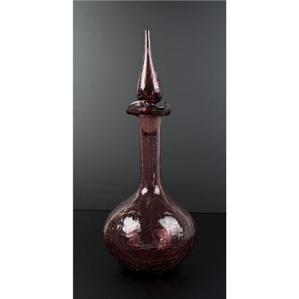 Blenko Art Glass Rose Crackle Decanter