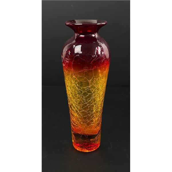 Kanawha Amberina Red Gradient Crackle Vase