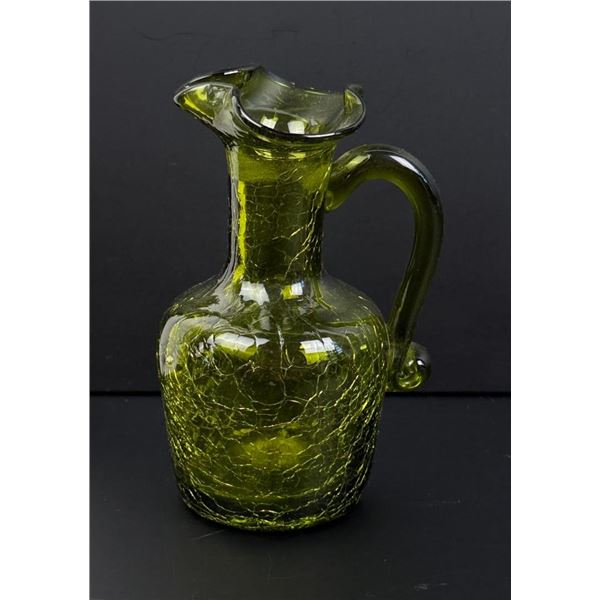 Blenko Art Glass Olive Green Pitcher Ewer