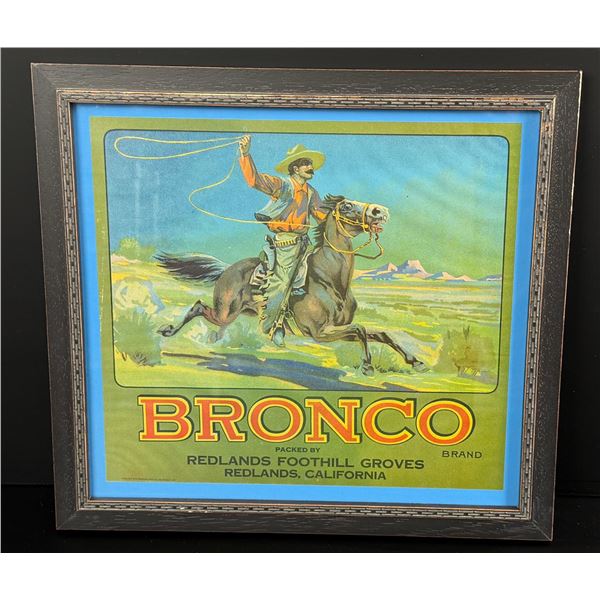Bronco Redlands California Fruit Label