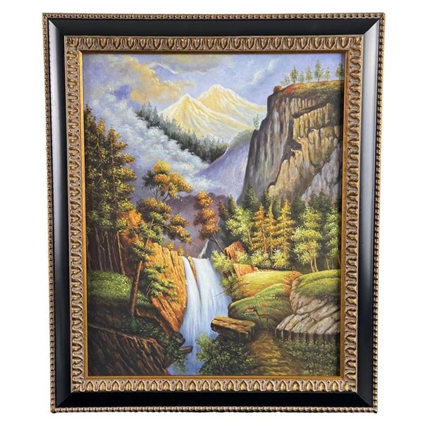 After Albert Bierstadt Cascading Falls Painting