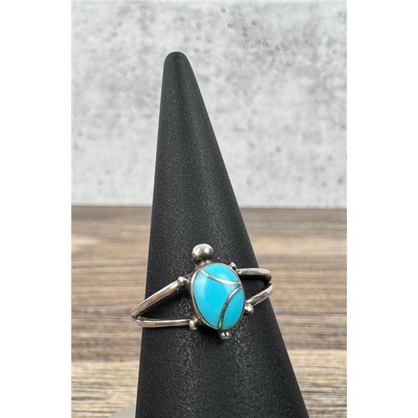 Zuni Turtle Sterling Silver Turquoise Ring