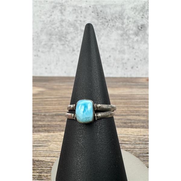 Sterling Silver Larimar Amber Reversible Ring