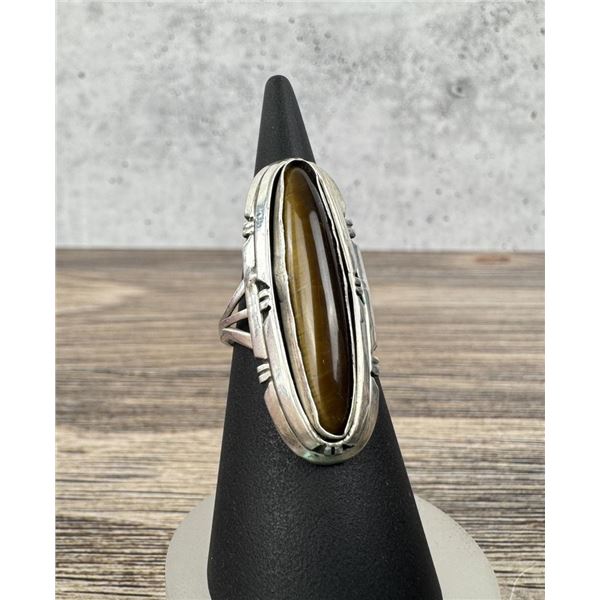 Billy Slim Navajo Sterling Silver Tigers Eye Ring