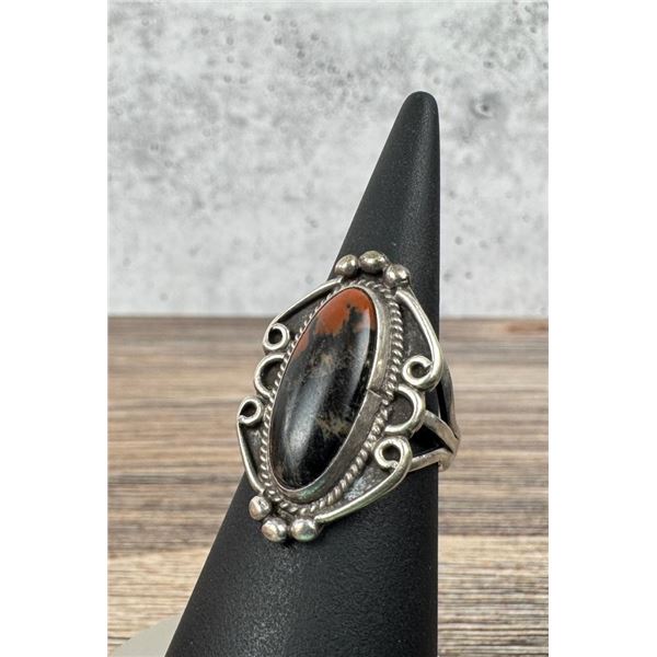 Navajo Sterling Silver Petrified Wood Ring