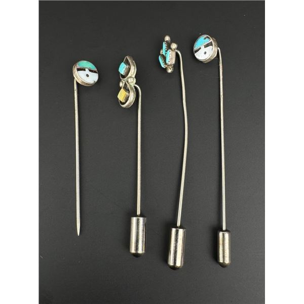 Zuni Sterling Silver Turquoise Stick Pins