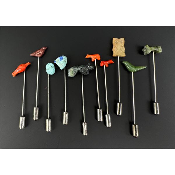 Collection of Zuni Animal Fetish Stick Pins