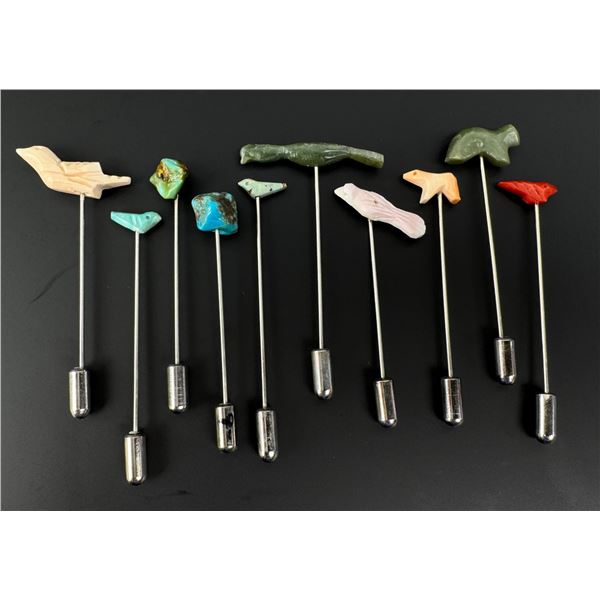 Collection of Zuni Animal Fetish Stick Pins