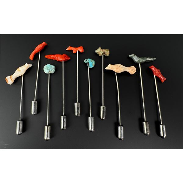 Collection of Zuni Animal Fetish Stick Pins