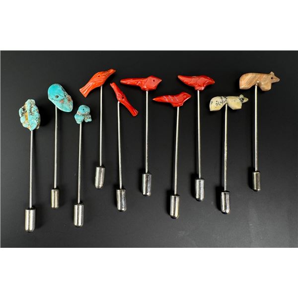 Lot of Carved Zuni Fetish Stick Pins