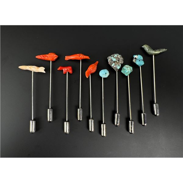 Collection of Zuni Animal Fetish Stick Pins