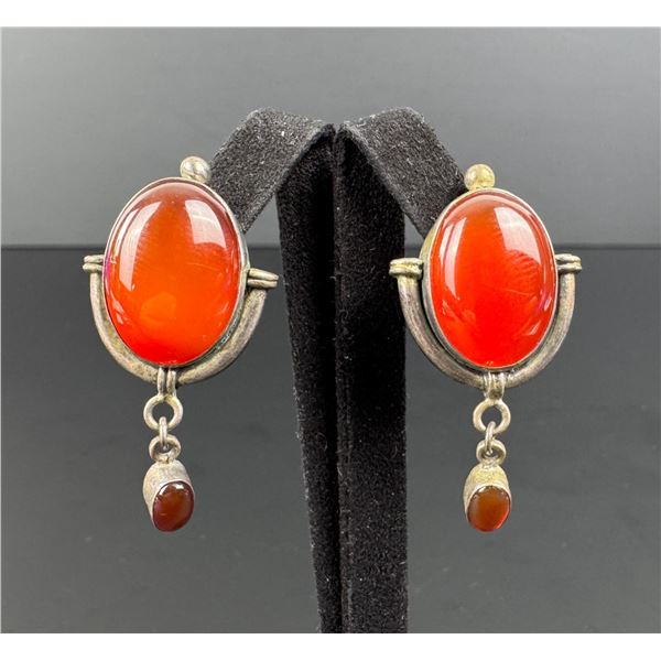 Sterling Silver Carnelian Drop Earrings