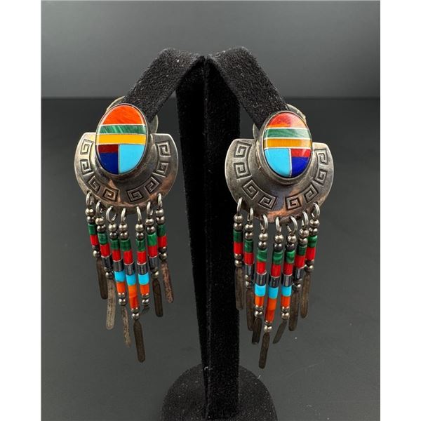 TK Zuni Sterling Silver Inlaid Earrings