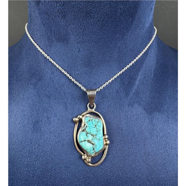 Taxco Mexico Sterling Silver Turquoise Necklace
