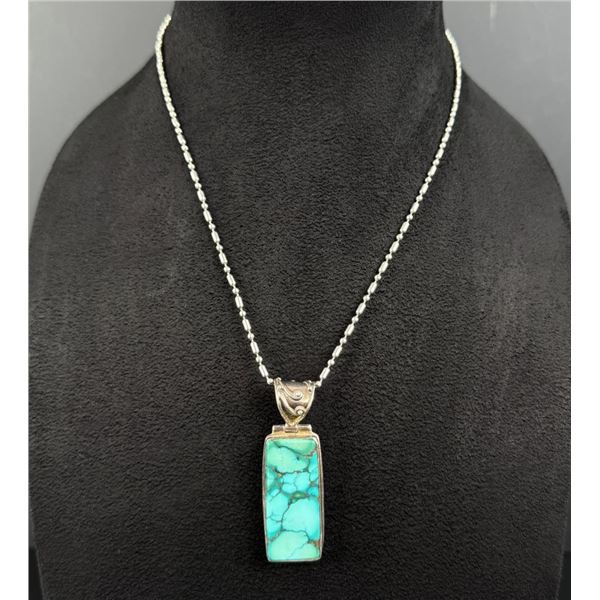 Navajo Sterling Silver Matrix Turquoise Necklace