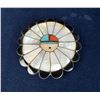 Image 1 : Zuni Inlaid Sterling Silver Sunface Belt Buckle