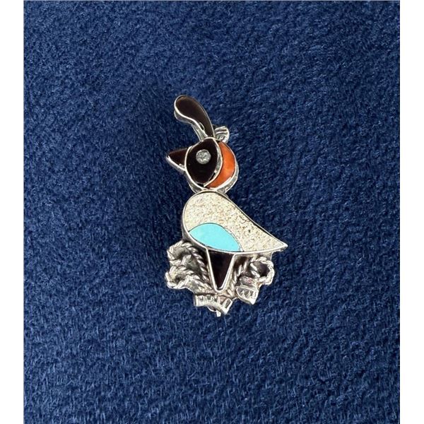 Zuni Sterling Silver Inlaid Quail Brooch