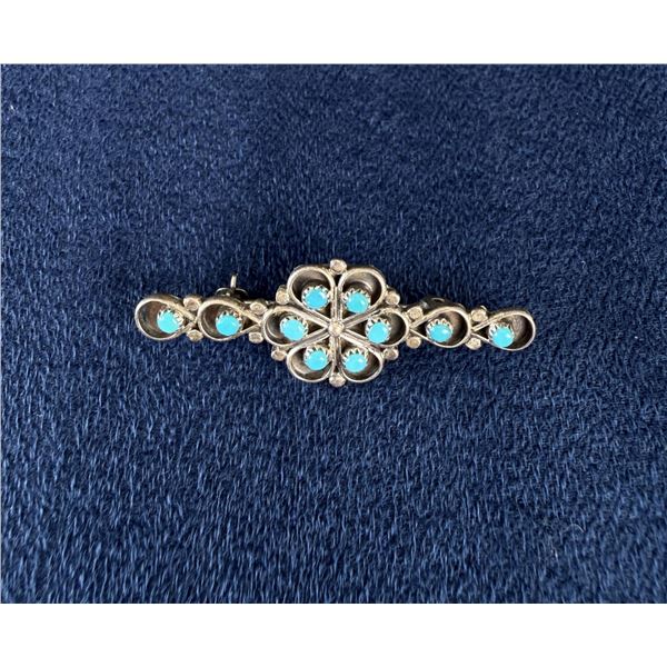 Zuni Petit Point Sterling Turquoise Brooch
