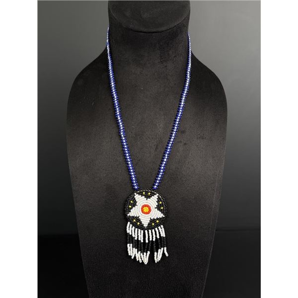 Native American Indian Beaded Rosette Necklace