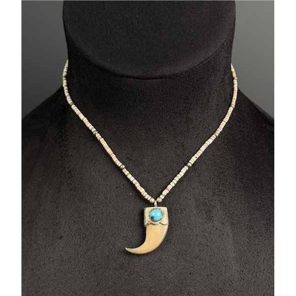 Zuni Heishi Sterling Bear Claw Necklace