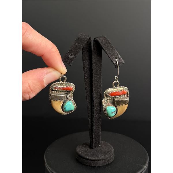 Navajo Mounain Lion Claw Sterling Earrings
