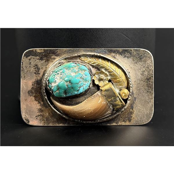 Navajo Indian Sterling Bear Claw Brooch