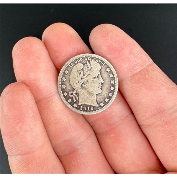 1916 D Barber Silver Quarter Coin