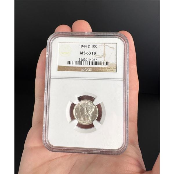 1944 D Mercury Dime NGC Graded MS63 FB