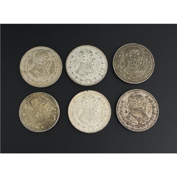 Group of 1950s 1960s Mexican 1 Peso Coins