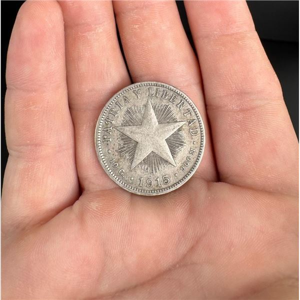 1915 Cuban 40 Centavos Silver Coin