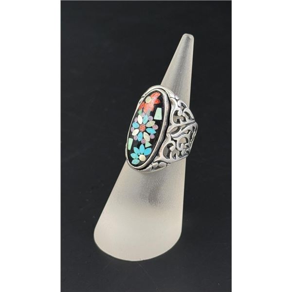 Carolyn Pollack Sterling Multi Stone Inlay Ring