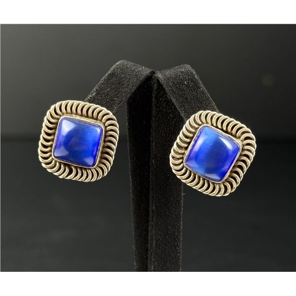 Taxco Mexico Sterling Tigers Eye Earrings