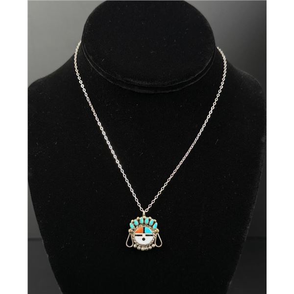 Zuni Sterling Silver Sunface Necklace