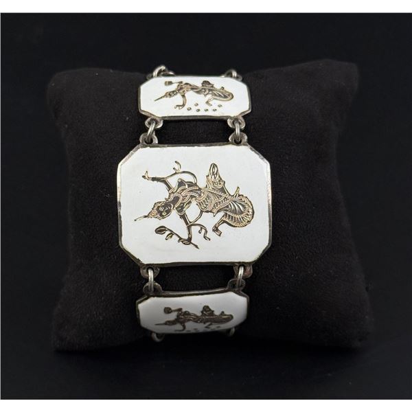 Sterling Silver Enamel Siam Link Bracelet