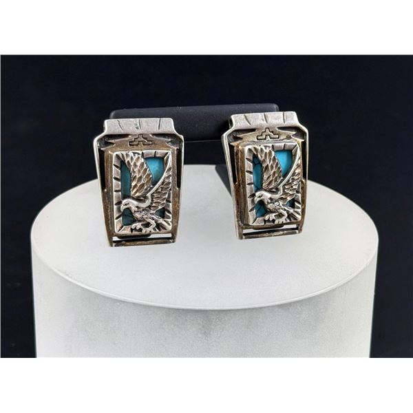 Sterling Silver Turquoise Eagle Watch Band Tips