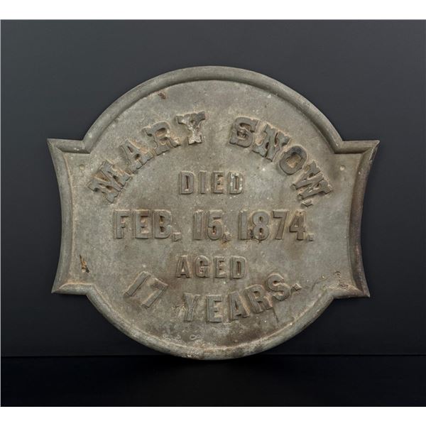 1874 Bronze Cemetery Gravestone Marker