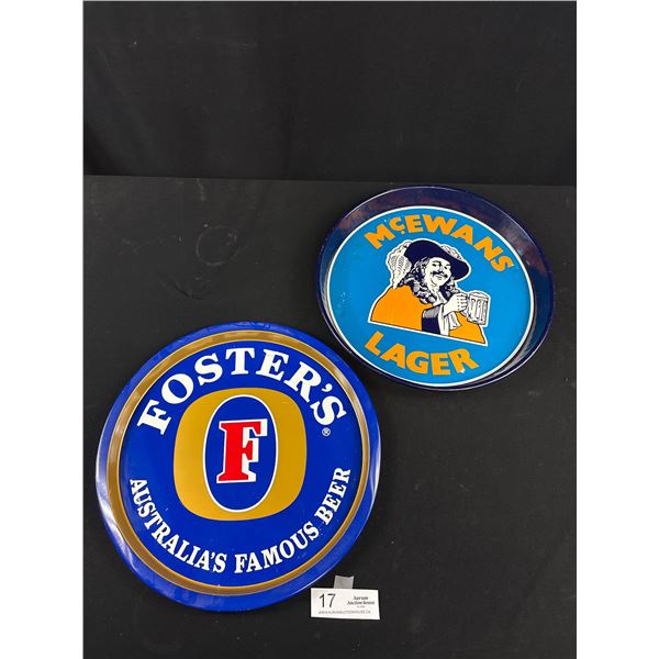 2 Vintage Beer Trays Fosters & McWans Lager