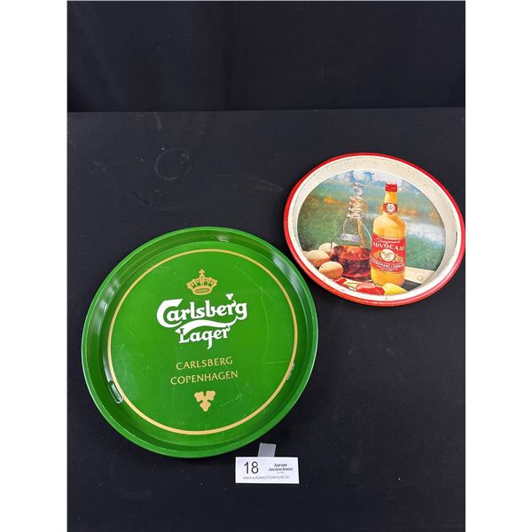 2 Vintage Alcohol Serving Trays Carlsberg & Cooymans Advocaat