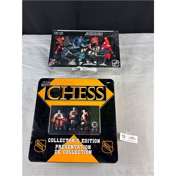 2 New in Pkg Collectors Edition NHL CHESS & NHL 8 Piece Figure Set In Collector Case