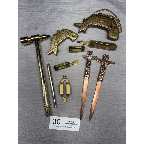 Collectible Vintage Brass Lot of Hammer Letter Openers Etc
